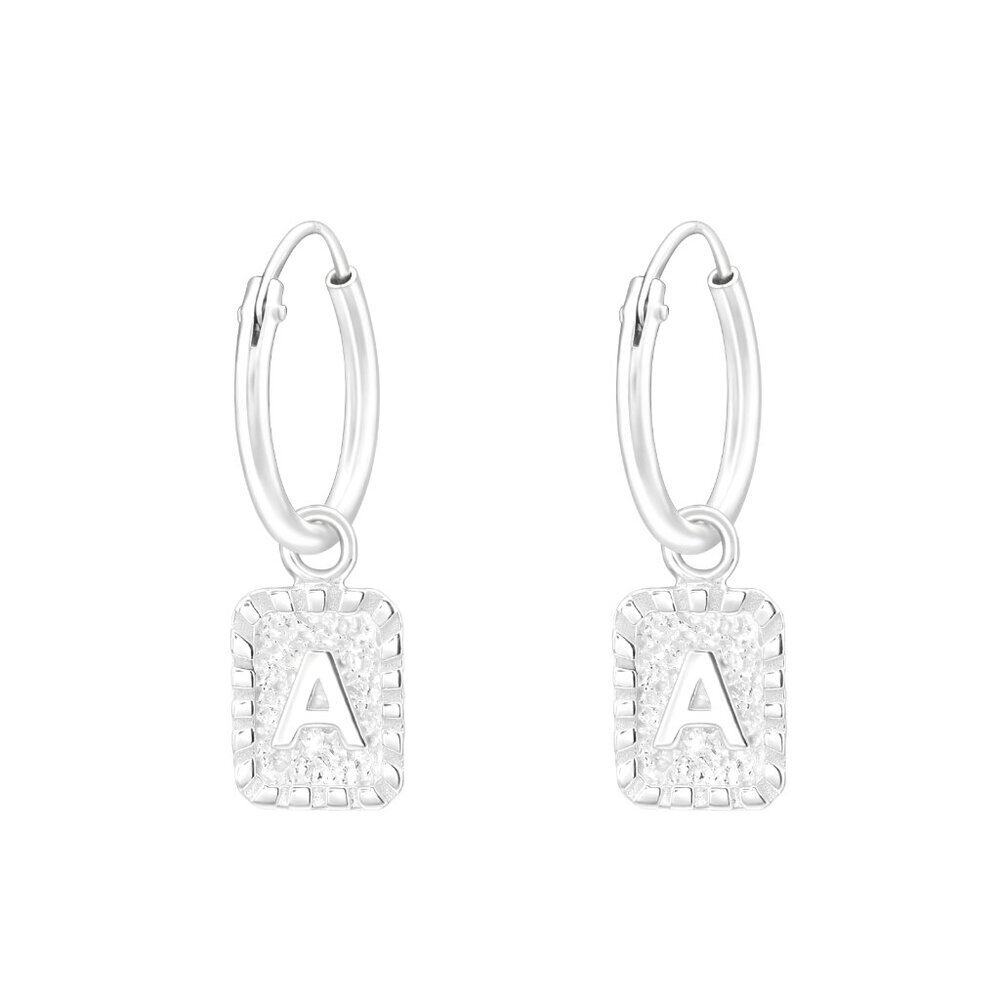 Sterling Silver Initial A Huggie Hoop Earrings